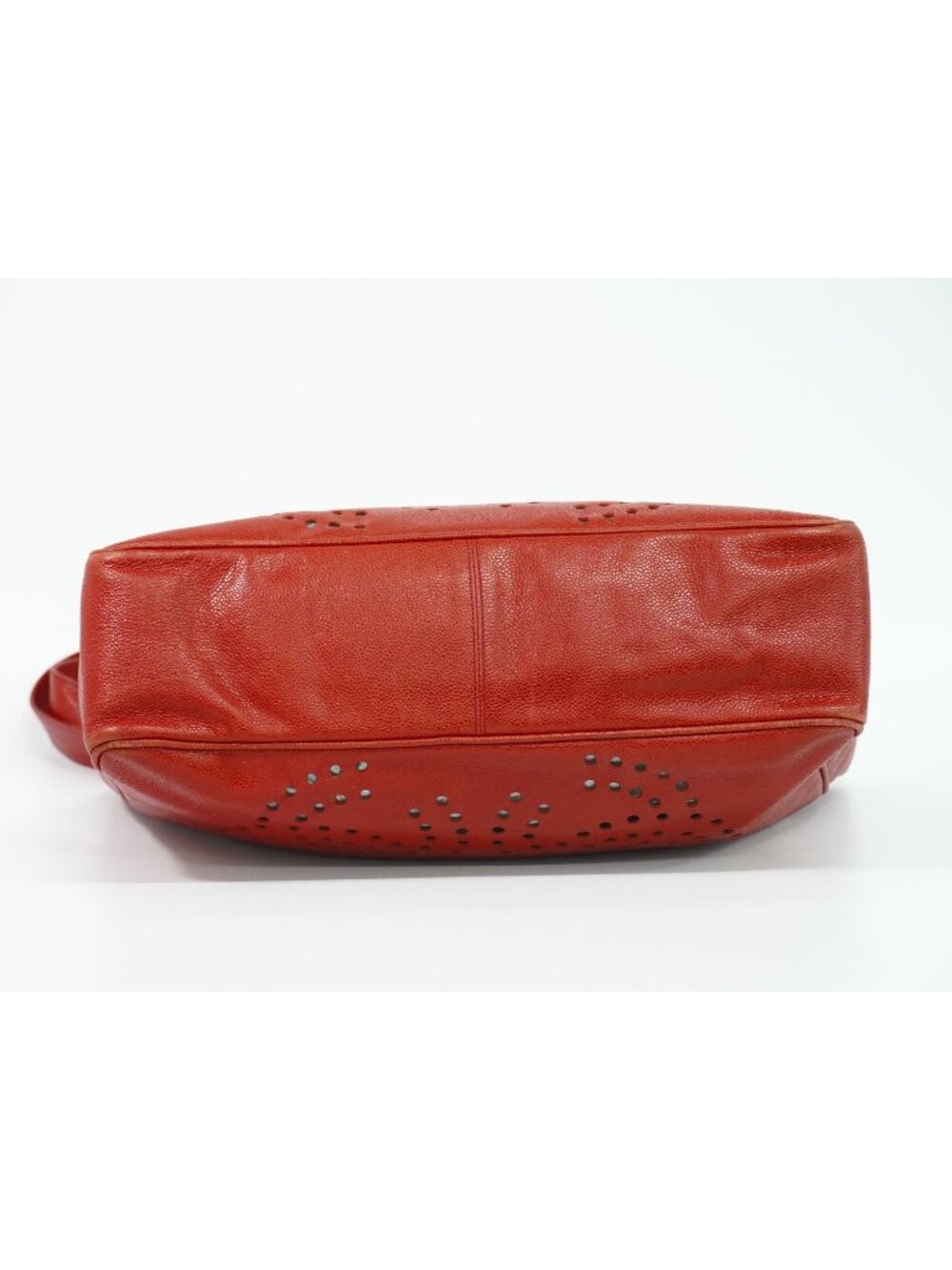 Chanel Perforated Triple CC Logo Shoulder Bag Tote Caviar Leather Red - Picture 3 of 9